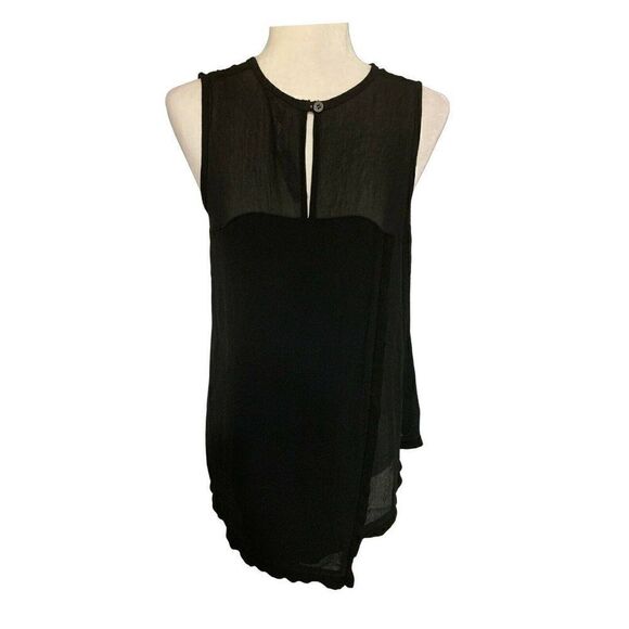 wilt womens solid black Crew Neck sheer tank top blouse xs - Picture 2 of 5